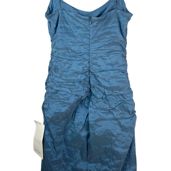 Nicole Miller Ruched Sleeveless Mini Dress Metallic Blue and Gold  Size 10 NWT - Picture 3 of 14